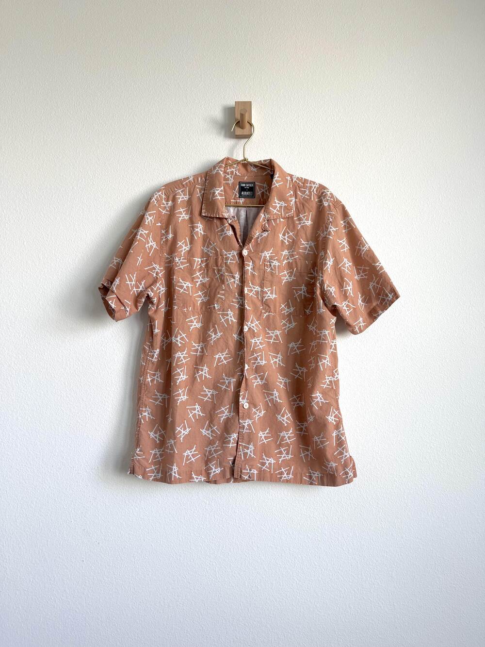 Todd Snyder x Albiate 1830 Matchstick Camp Collar Shirt Terracotta - Size L